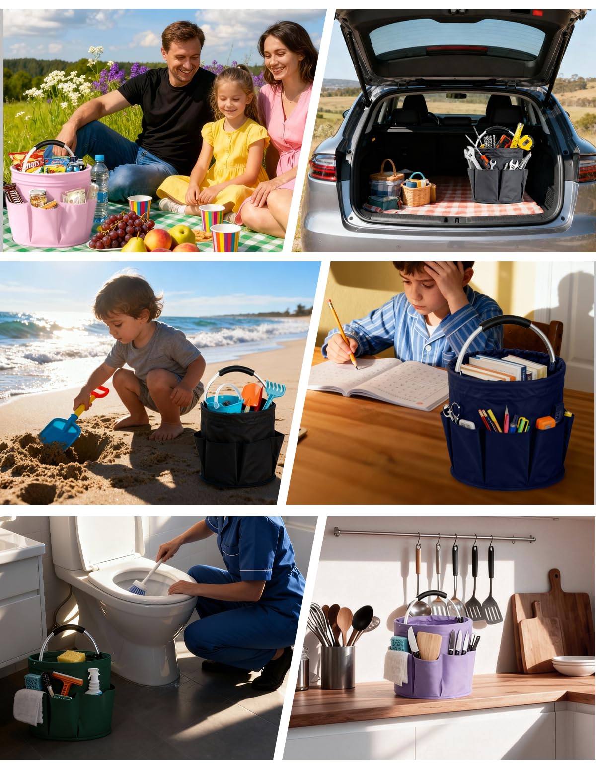 CIHTL Cleaning Caddy with Handle, for Cleaning Supplies Organizer Bucket