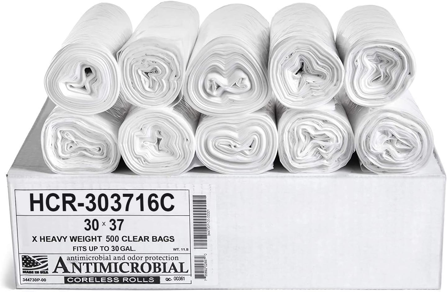 Aluf Plastics High Density Trash Bags, 30 Gallon, 500 Count, 16 Micron (eq), 30" x 37", Clear, for Bathroom, Office, Industrial, Commercial, Janitorial, Municipal, Recycling