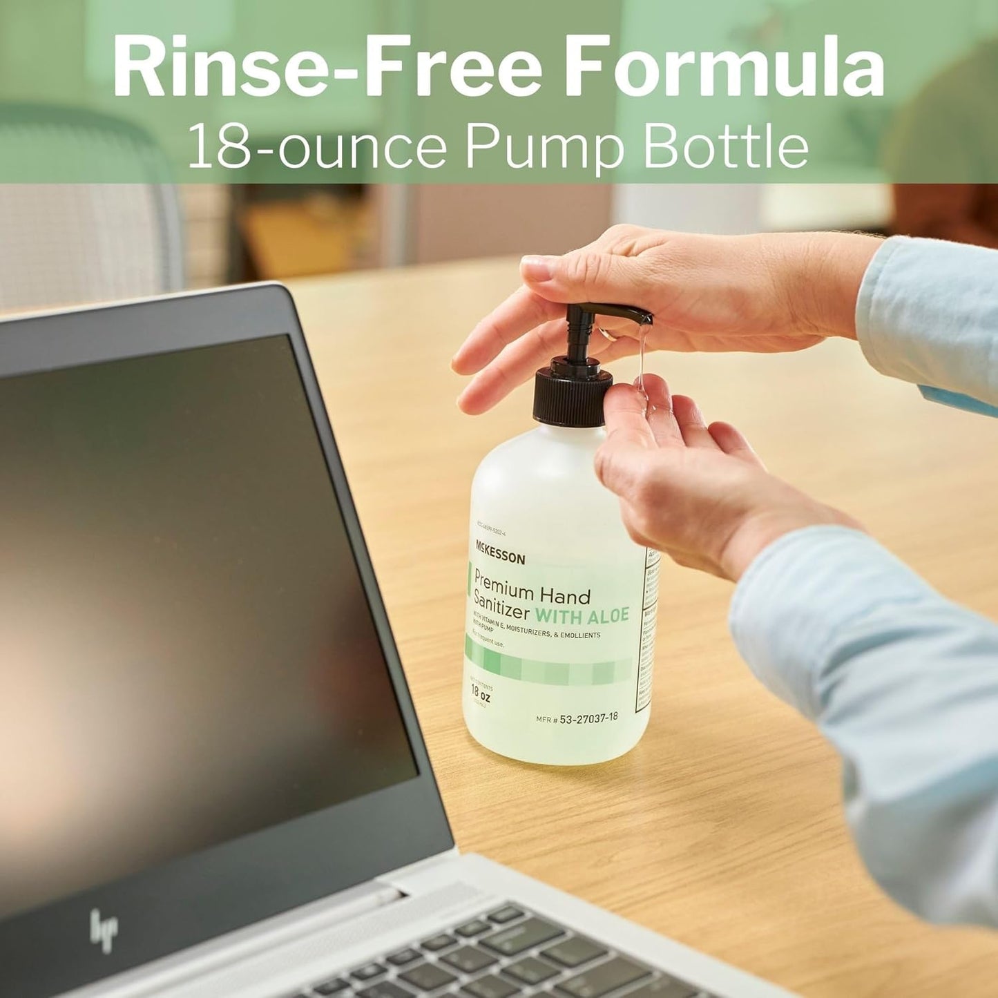 McKesson Hand Sanitizer with Aloe, 18 oz Pump Bottle [Pack of 12] – Bulk, 70% Ethyl Alcohol, Spring Water Scent, No-Rinse Gel with Vitamin E and Moisturizers, Medical-Grade Sanitizer