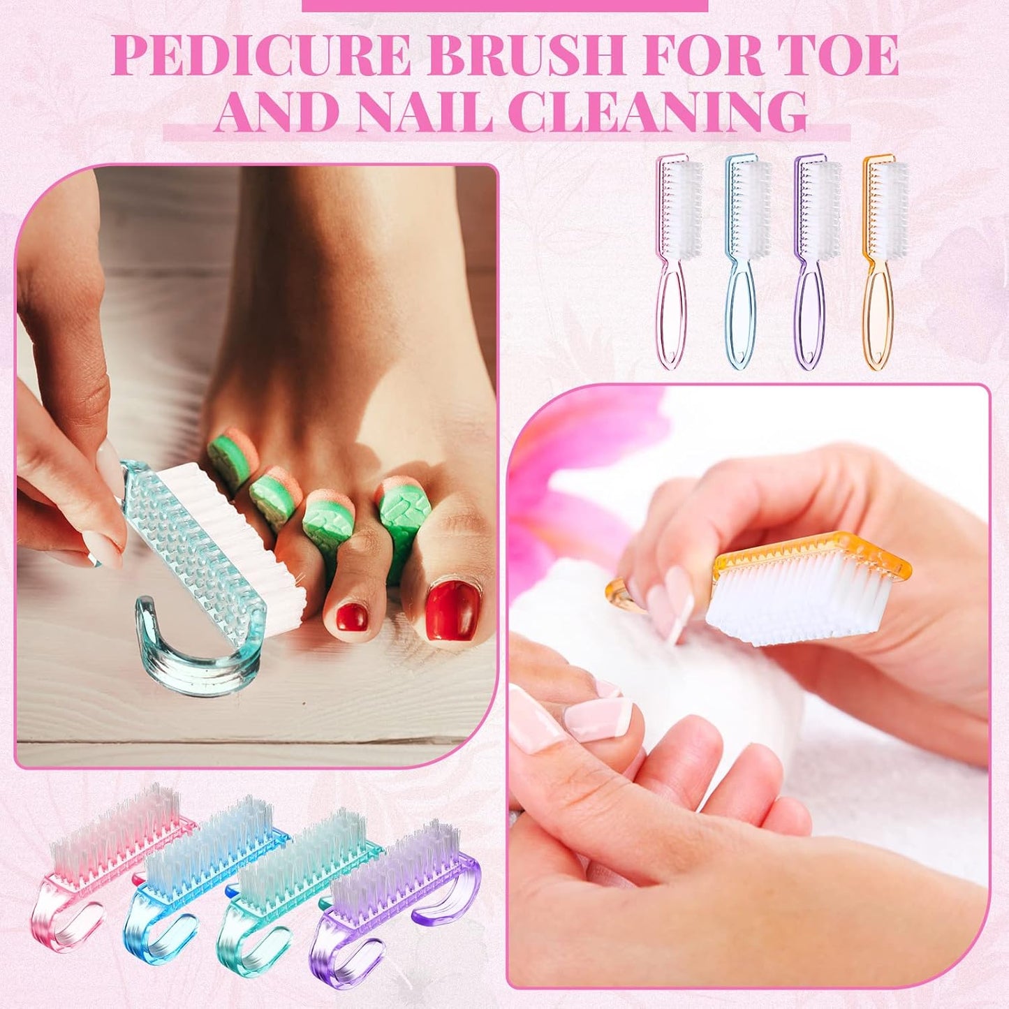 Patelai 24 Pcs Handle Grip Nail Brush Bulk Colorful Nail Scrubber Cleaner Fingernail Brushes Hand Toes Scrub Cleaning Brushes Pedicure Scrubbing Tool for Men and Women, Multicolor Brush