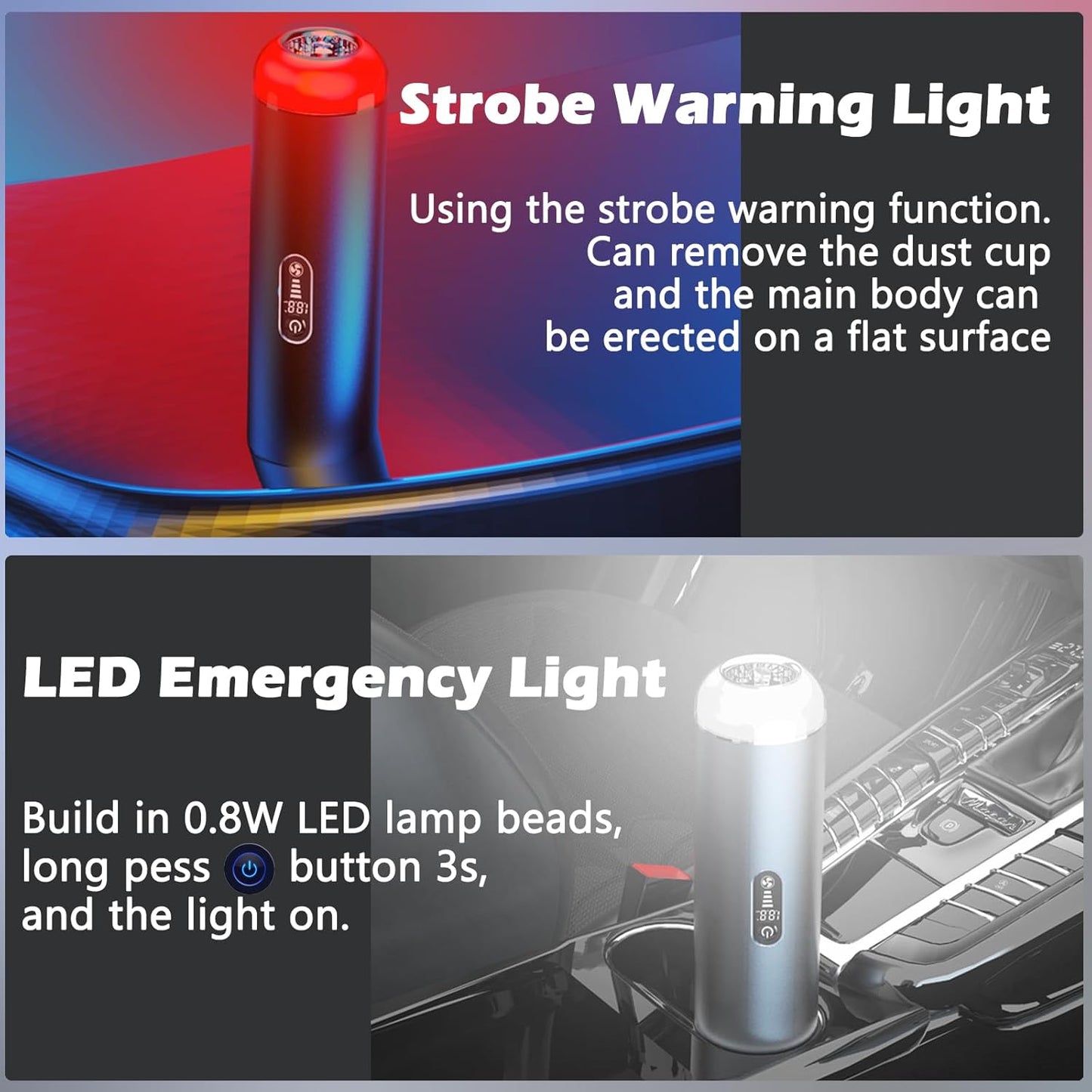 TEZILON Car Vacuum Cleaner 18000Pa Powerful Suction HEPA Filter, Portable Cordless Handheld Vacuum Vehicle Home with LED Display Air Duster Rechargeable Lightweight Multi-Nozzles for Pet Hair Keyboard