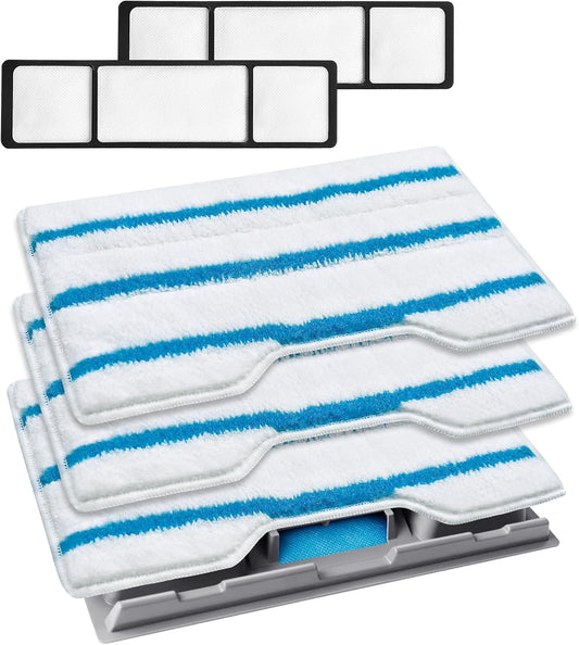 KEEPOW Reusable Mop Replacement Pads, Mop Pads Refills Compatible with Shark Vac Mop VM252 VM200 VC205 VM250 /QM250 VM190 VM200P12, Hardwood Floor Mop Pad with Upgraded Dirt Chamber (1+2+3 Pads)