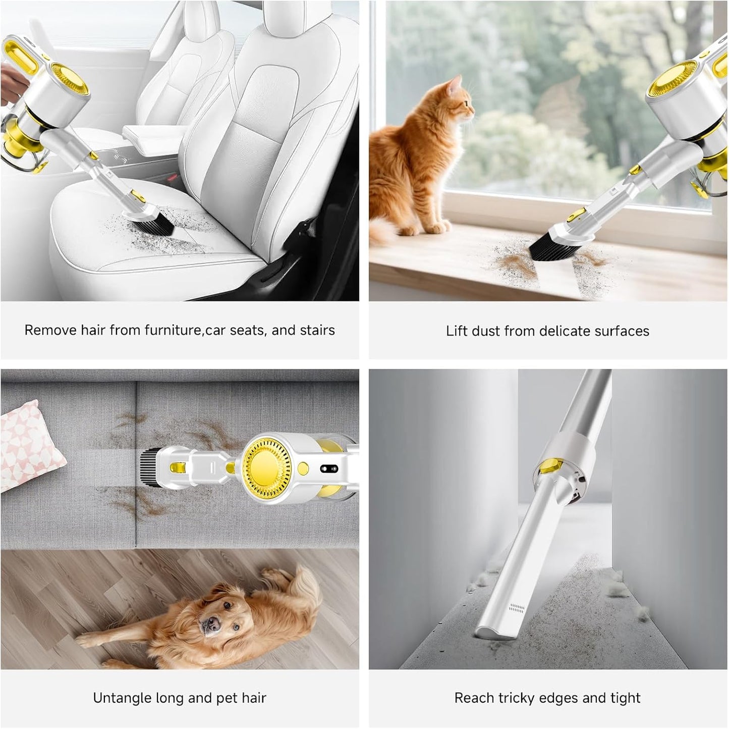 Cordless Vacuum Cleaner, 6-in-1 Stick Vacuum Cleaners for Home, Lightweight Rechargeable Vacuum with LED Anti-Tangle Brush for Carpet, Hardwood Floors & Pet Hair