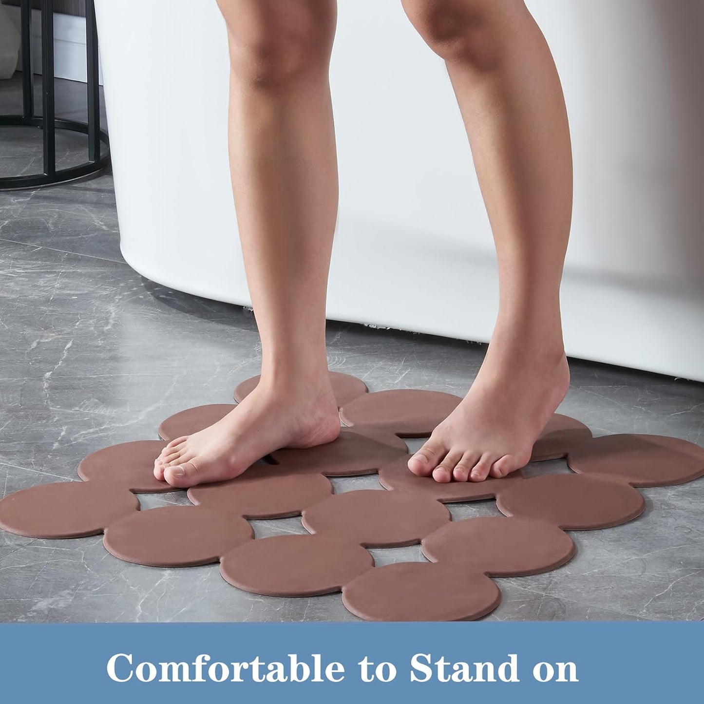 Square Shower Mat Nonslip - Rubber Bathtub Mat with Suction Cups for Inside Shower Bathroom Floor (Coffe, 21X21)