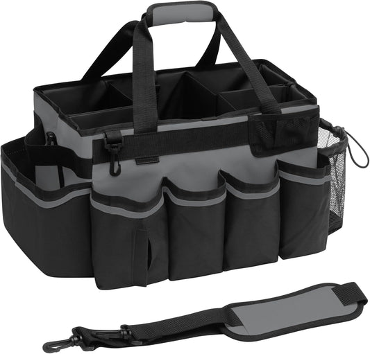 Large Cleaning Supplies Bags for Housekeepers, Professional Wearable Cleaning Supply Caddy for House Cleaners Detail Car Cleaning Supplies Organizer Tote with Handle, Grey