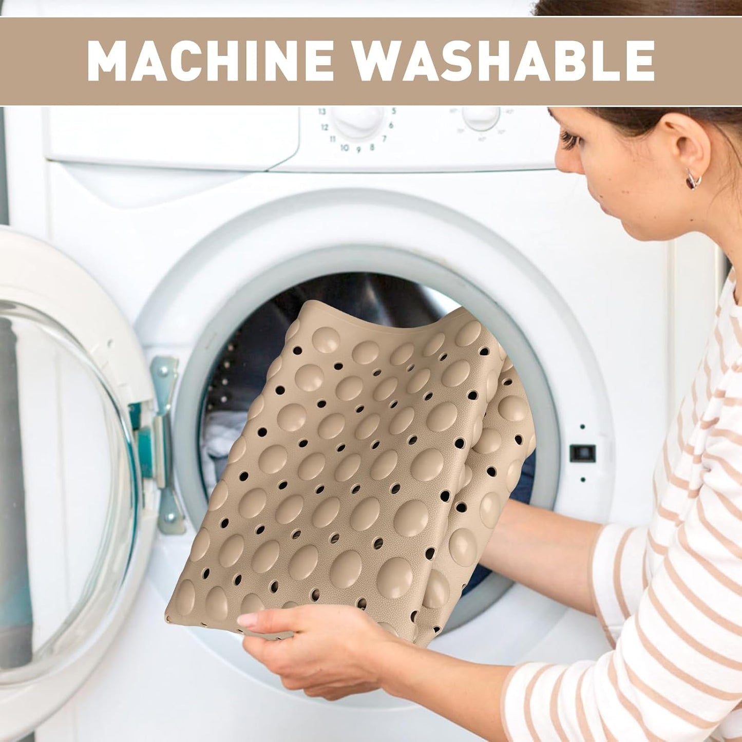 Shower Mat Non Slip: 47.2 x 31.5 Inch Extra Large TPE Shower Mats for Inside Shower - Anti Slip Shower Stall Matt with Drain Hole and Suction Cups for Elderly