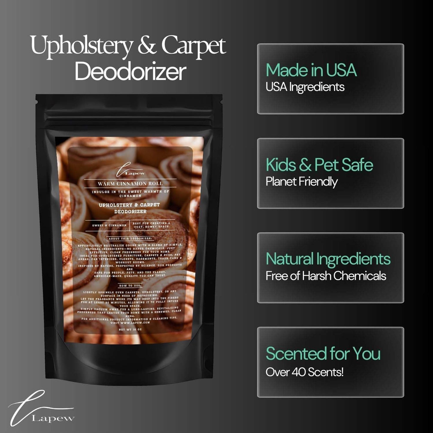 Warm Cinnamon Roll Carpet Freshener Powder 16 oz | Powerful Odor Eliminator for Home | Upholstery Deodorizer | Carpet Deodorizer | Pet Urine | Cat Litter Box