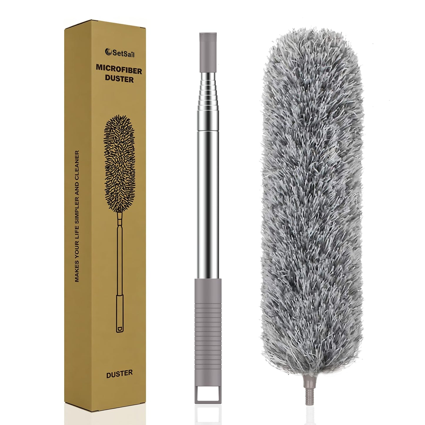 SetSail Extra-Long Dusters with Extension Pole 100-inch for Cleaning, Gray