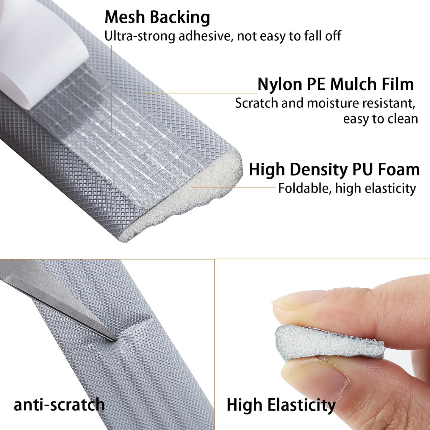 QDiShi 196" Wedge-Shape Weather Stripping Door Seal Weatherproof Foam Seals Self Adhesive Insulation Anti-Collision Strip Soundproofing Frame Insulation Tape Fits 0.13-0.31" Gaps(Grey)