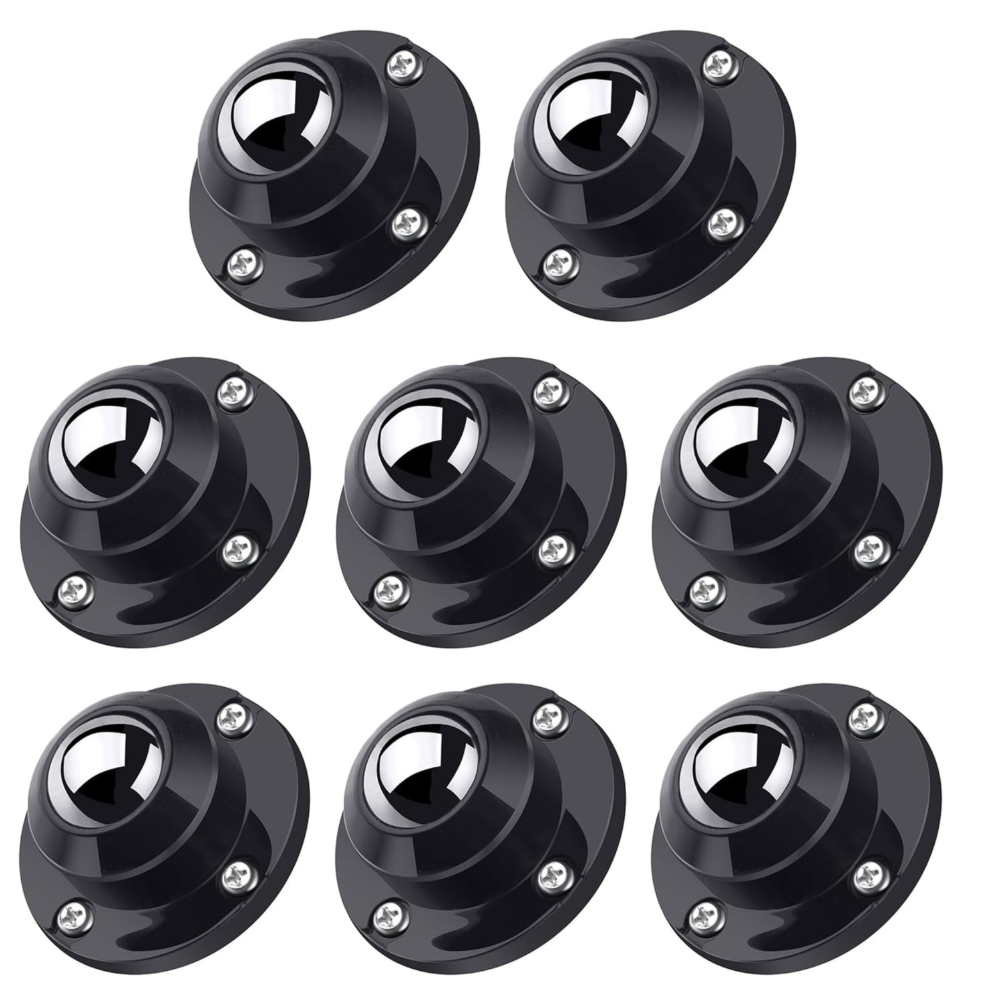 PlusRoc 8 Pack Self Adhesive Caster Wheels 1 Inch for Appliance Sliders Rollers, Load Capacity 28LBS Per Wheel, Low Profile Swivel Wheels for Furniture Storage Bins, Black
