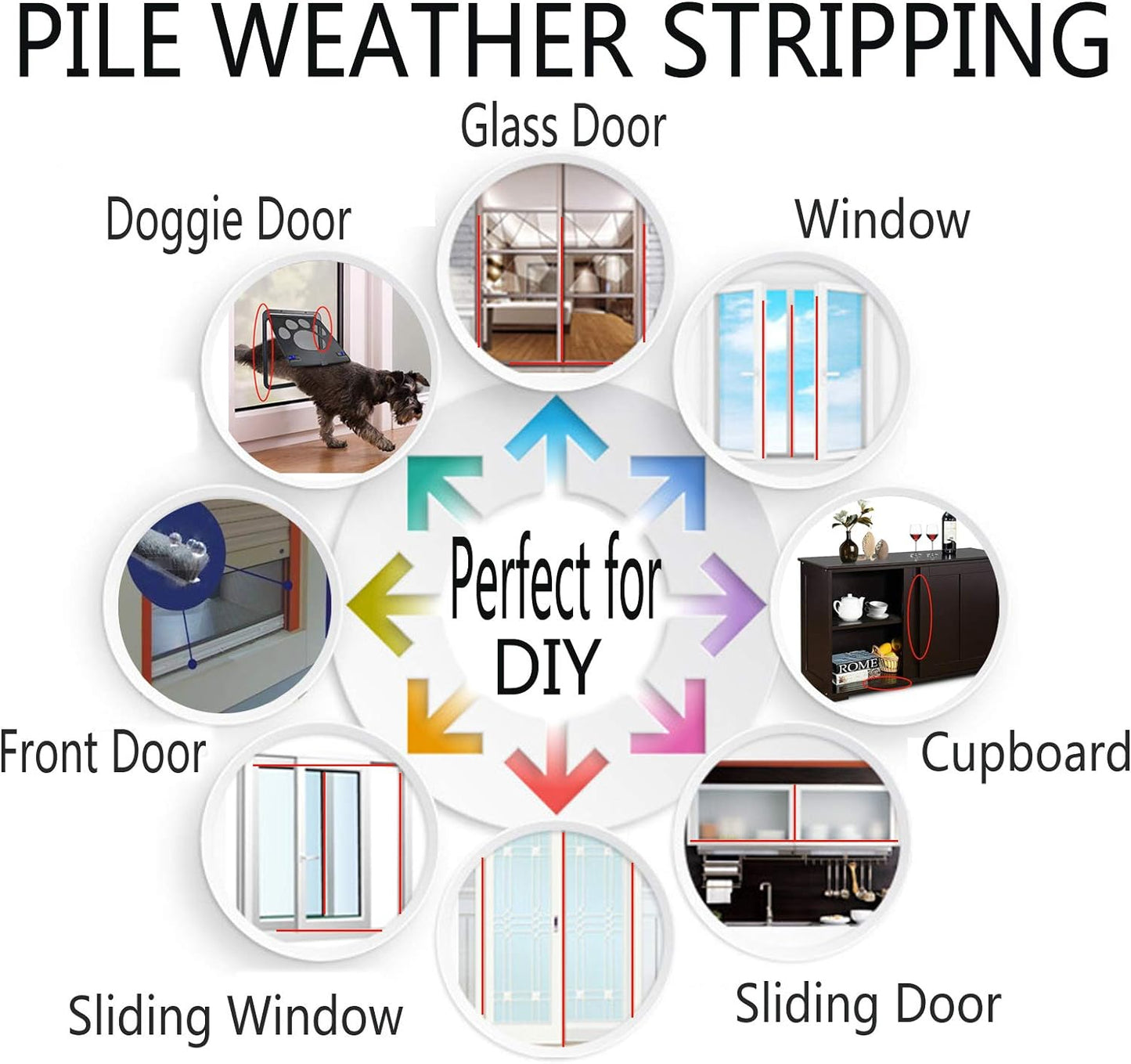 Weather Stripping Brush for Sliding Windows/Doors Frame Side,Pile Self Adhesive Weatherstrip Seal Strip Sealer Draft Stoppers (16.5ft x11/32 x 11/32 Brush inch, Brown)
