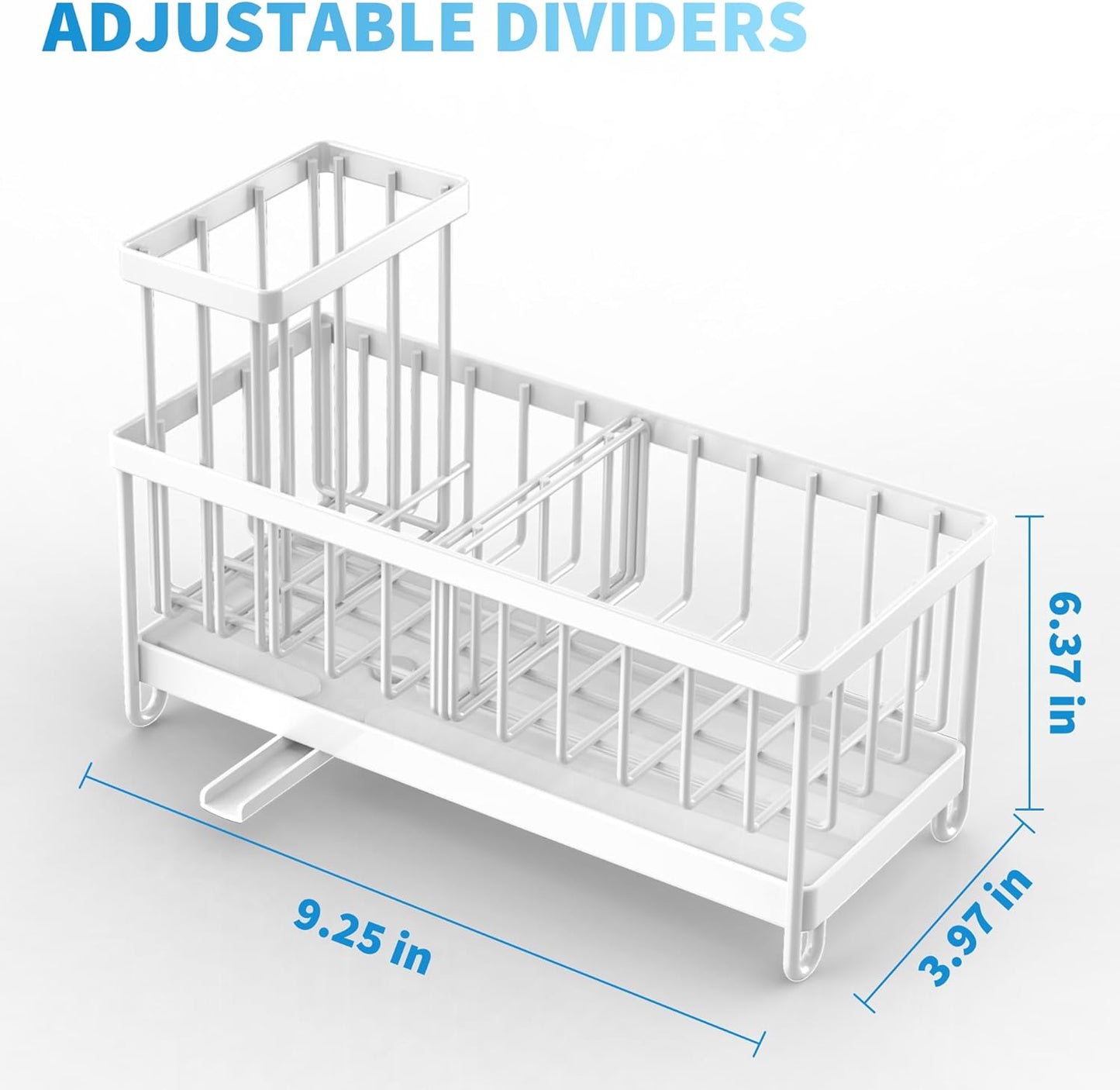 Cisily White Sponge Holder for Kitchen Sink, Sink Caddy Organizer with High Brush Holder, Kitchen Countertop Organizers and Storage Essentials, Rustproof 304 Stainless Steel, Soap Dispenser Organize