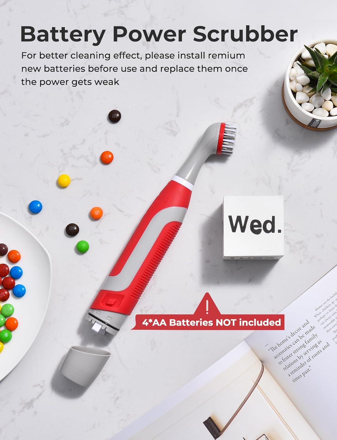 Sweepulire Electric Grout Brush, Battery Operated Power Scrubber with Stainless Steel Wire Brush, Multi-Purpose Tile Grout Cleaner Brush for Cleaning Grout, Tile, Corner, Kitchen, Shower, Tight Space