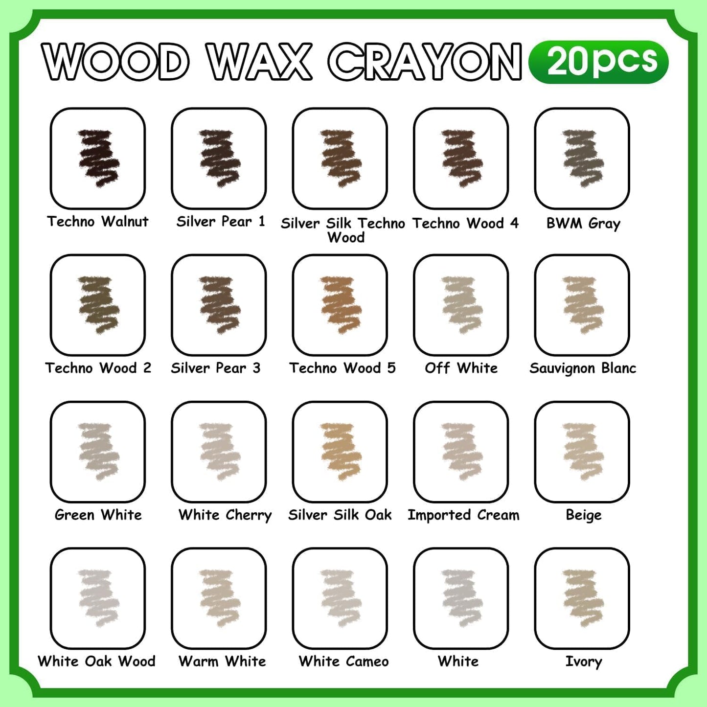 Furniture Markers Touch Up, 20 Colors Wood Filler Sticks, Wood Wax Crayons for Repairing Scratches, Scuffs, Cracks, Holes on Furniture, Floors, Cabinets, Tables, and Doors - Wood Veneer Series