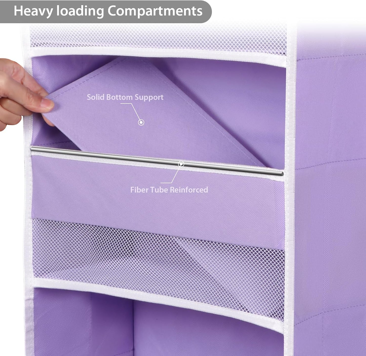 Univivi 6-Shelf Over Door Hanging Organizer Fabric Baby Door Storage with 5 Large Pockets and 3 Small PVC Pockets Wall Mount Hanging Storage Organizers for Baby Essential (Purple)