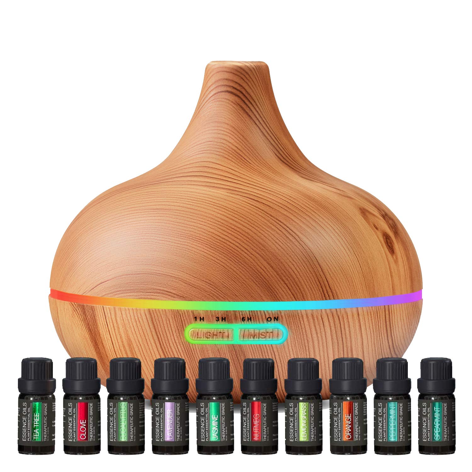 Ultimate Aromatherapy Diffuser & Essential Oil Set - Ultrasonic Top 10 Oils Modern with 4 Timer 7