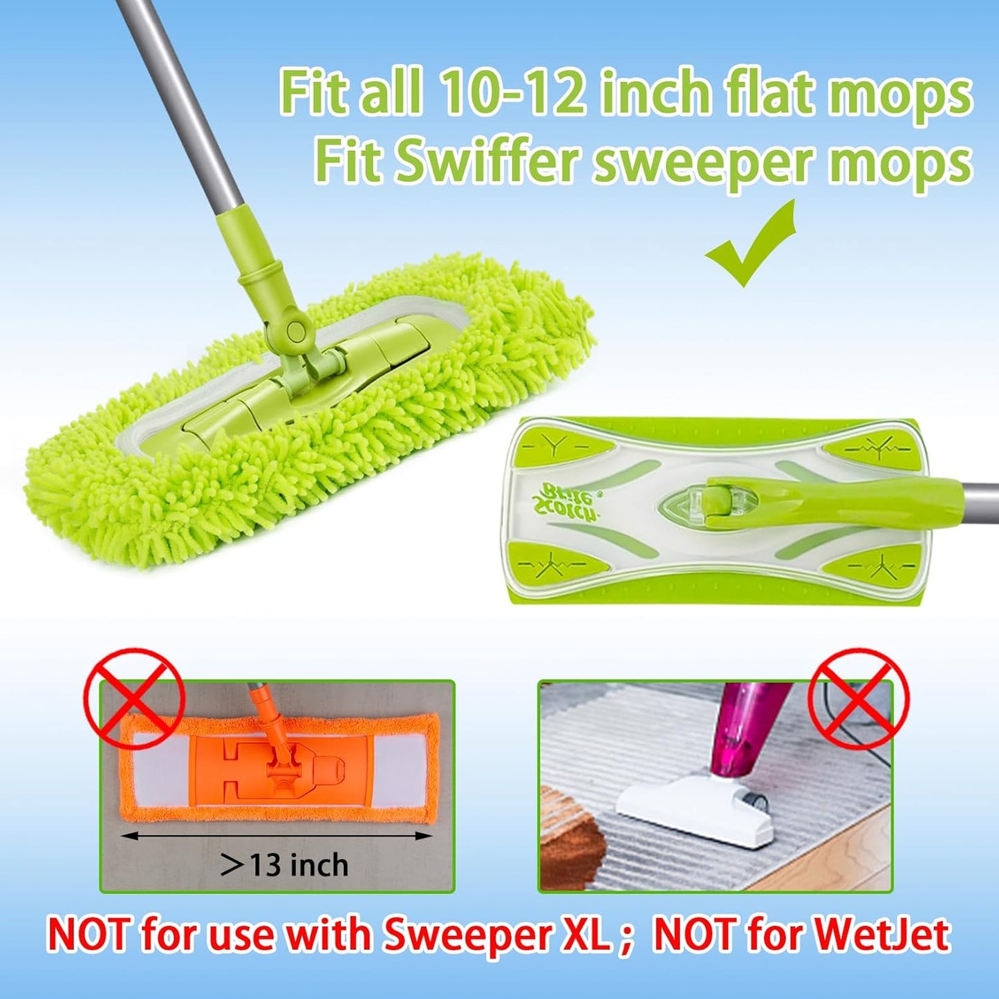 Reusable Dry Sweeping Cloths Microfiber Wet Mop Pads Compatible with Swiffer Sweeper Mop Replacement Sweeping Mopping pad Refills for Hardwood Surface Floor Cleaning (8PCS)