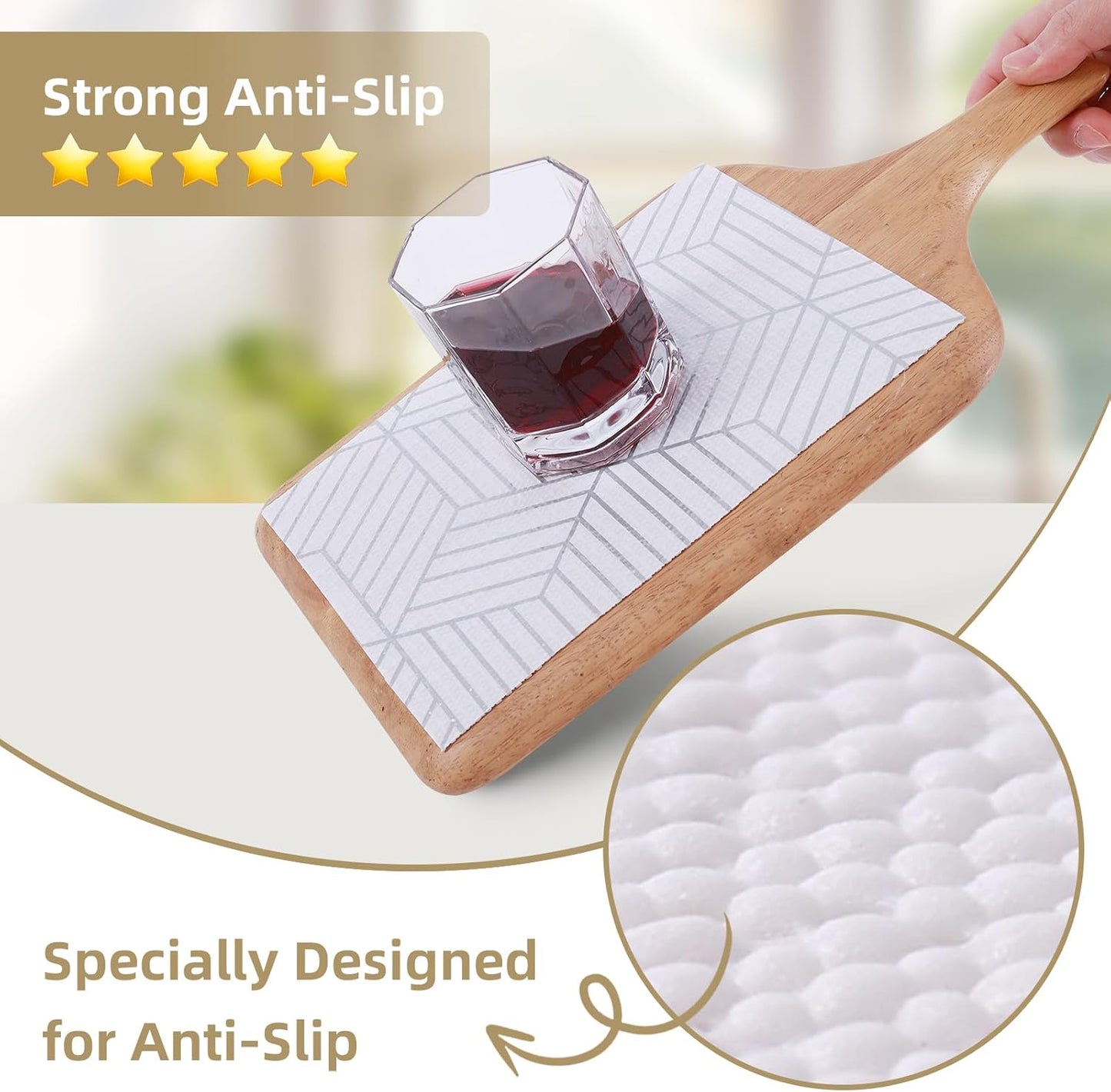 Shelf Liners for Kitchen Cabinets Non Adhesive Shelf Liner Paper Non-Slip Thickened Drawer Liner Easy to Clean for Tool Box Refrigerator with Knife and Tape Measure, Silver Geometric, 11.8 x 236.2 in