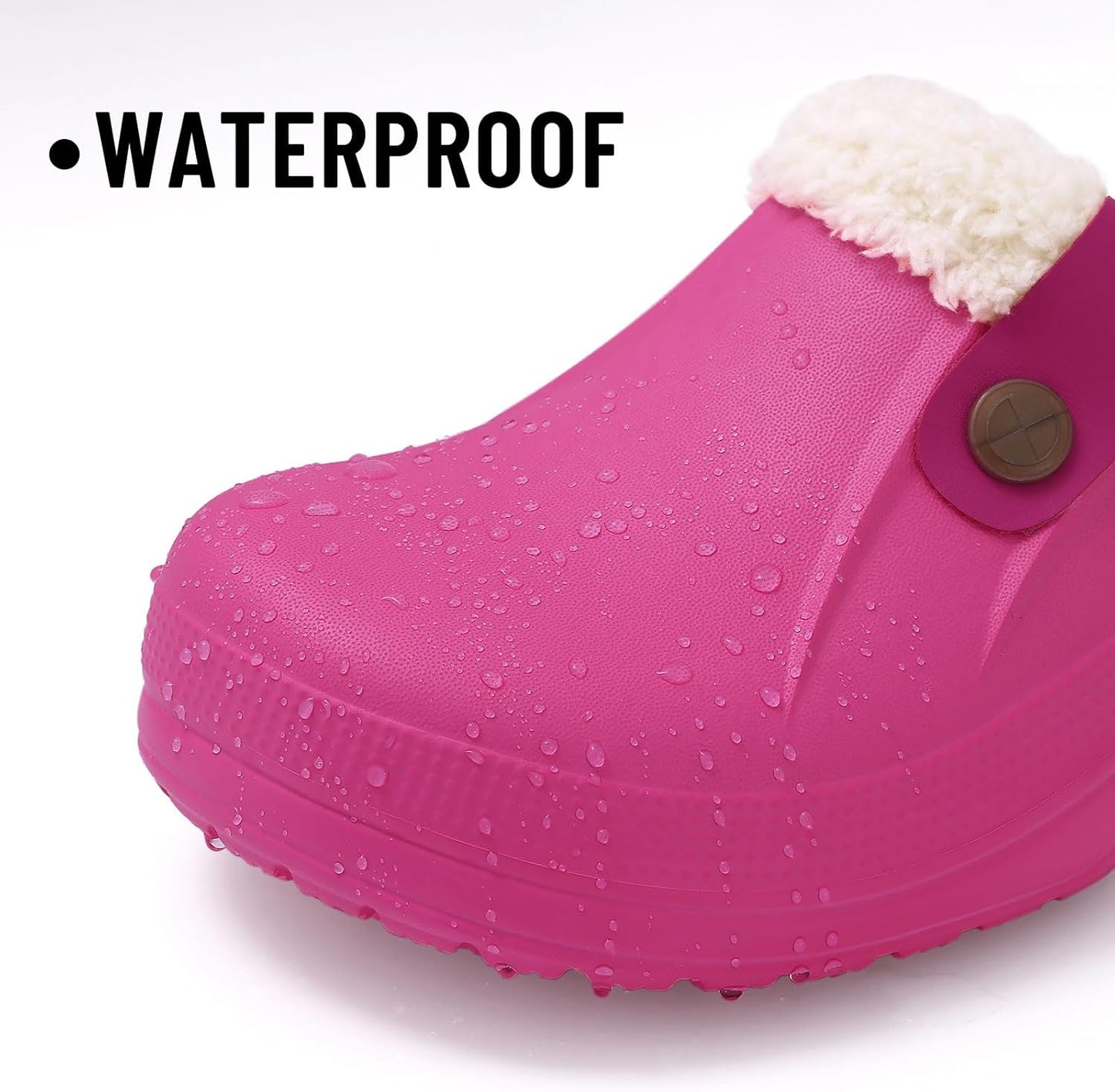 Beslip Classic Fur Lined Clogs Waterproof Winter Fuzzy Slippers for Women Men Indoor and Outdoor