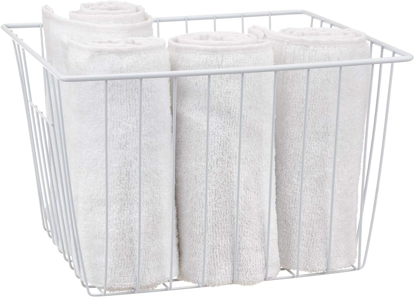 Upright Freezer Organizer Bins， Freezer Baskets for 14, 15 cu.ft Standup Freezer, Wire Storage Bins with Built-in Handles for Frozen Foods, Snacks, Vegetables, Fruits and More, 3Pcs , White