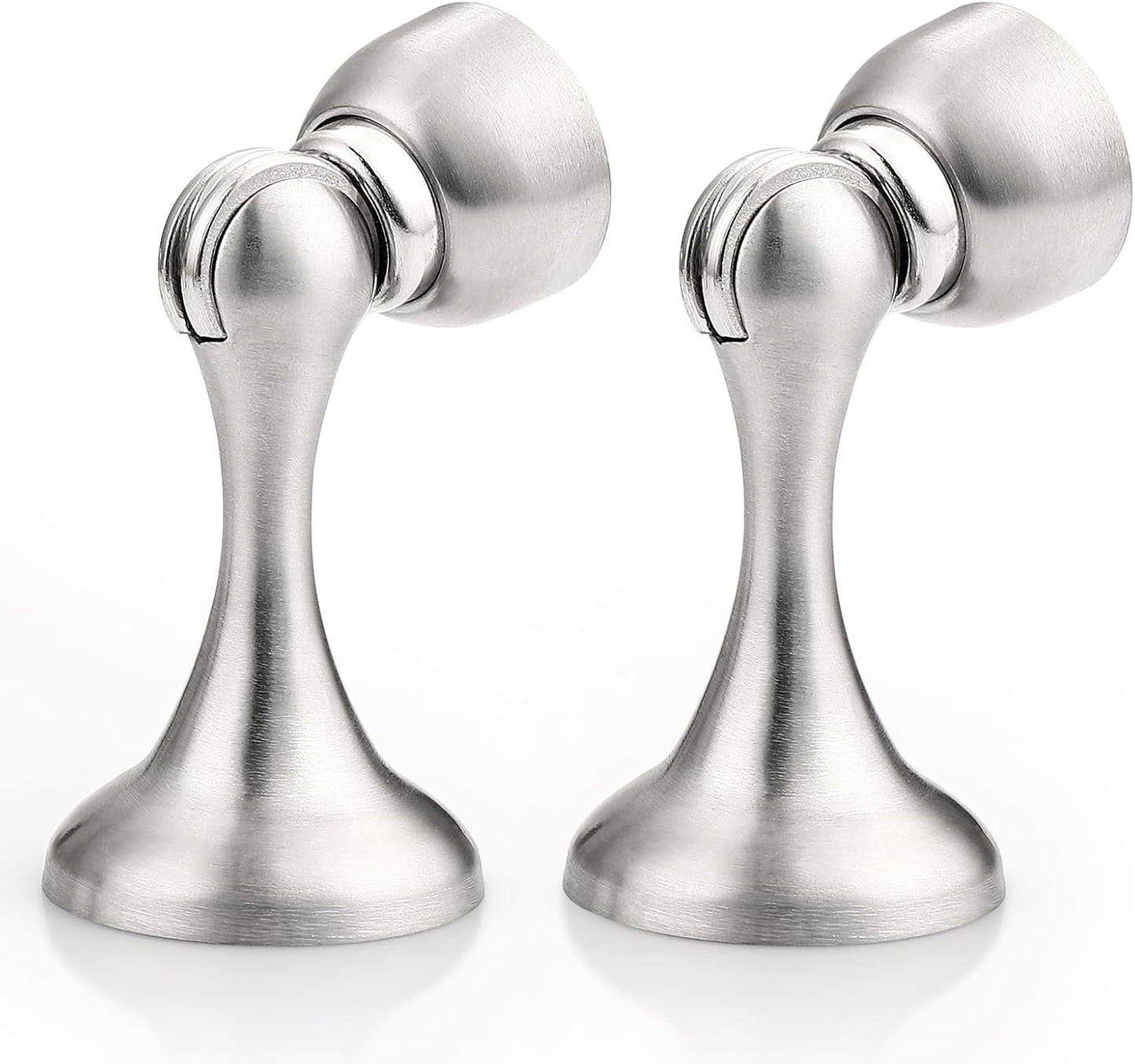 Probrico Brushed Nickel Magnetic Door Stoppers for Bottom of Door, Stainless Steel Magnet Door Catch Door Stops to Keep Door Open, Heavy Duty Door Holder, Wall and Floor Mounting, 2 Pack