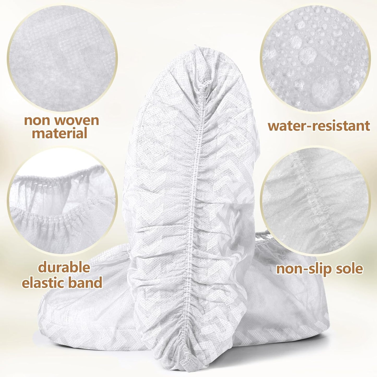 Zhanmai 300 Pack Disposable Shoe Covers Non Slip Disposable Large Foot Booties Shoe Covers for Indoors Contractors Floor and Carpet Protectors, One Size Fits Most(White)