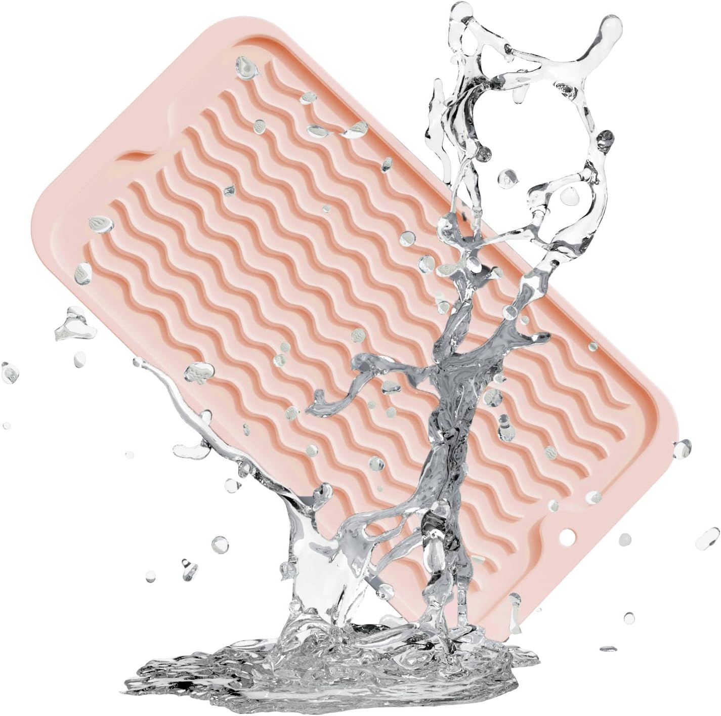 ZLR Silicone Dish Drying Mat for Kitchen Counter, Eco-Friendly Fast Dry Dish Mat, Easy Clean Multi Usage Drying Matt, Heat Resistant Trivet, 6" x 12" Extra Small, Peach Pink