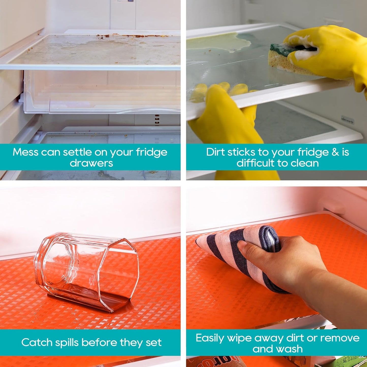 Red Fridge Liners Shelf Liner for Kitchen Cabinets Refrigerator Liners Waterproof & Oil-Proof Kitchen Cupboard Liner Non Adhesive Drawer Mats EVA Material for Shelves 17.5 x 393.7 Inches