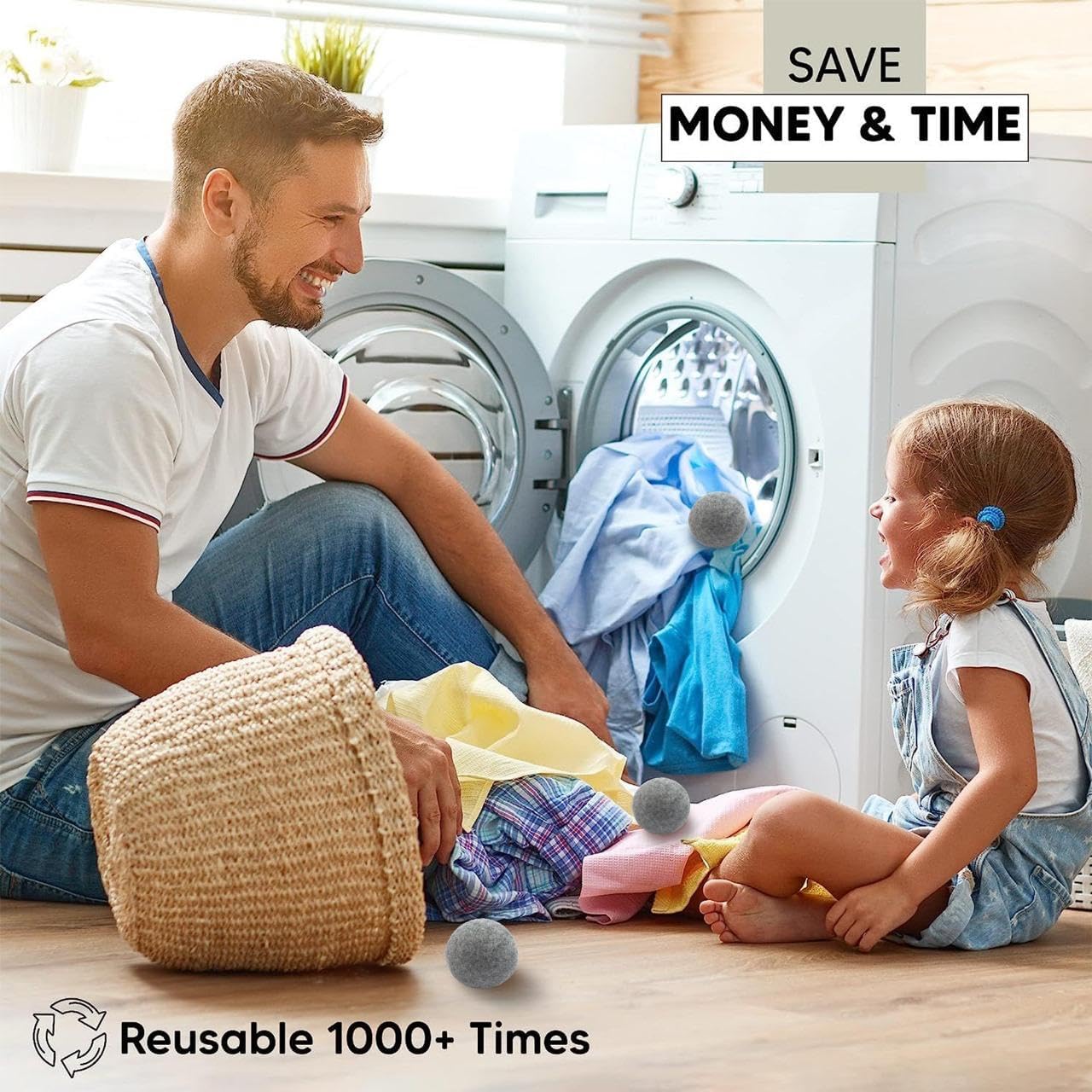 RAYTRADE Wool Dryer Balls 6-Pack 100% Made of Organic New Zealand Wool Reduces Clothing Wrinkles and Saves Drying Time Reusable Natural Fabric Softener Stocking Stuffer Gifts (Gray)