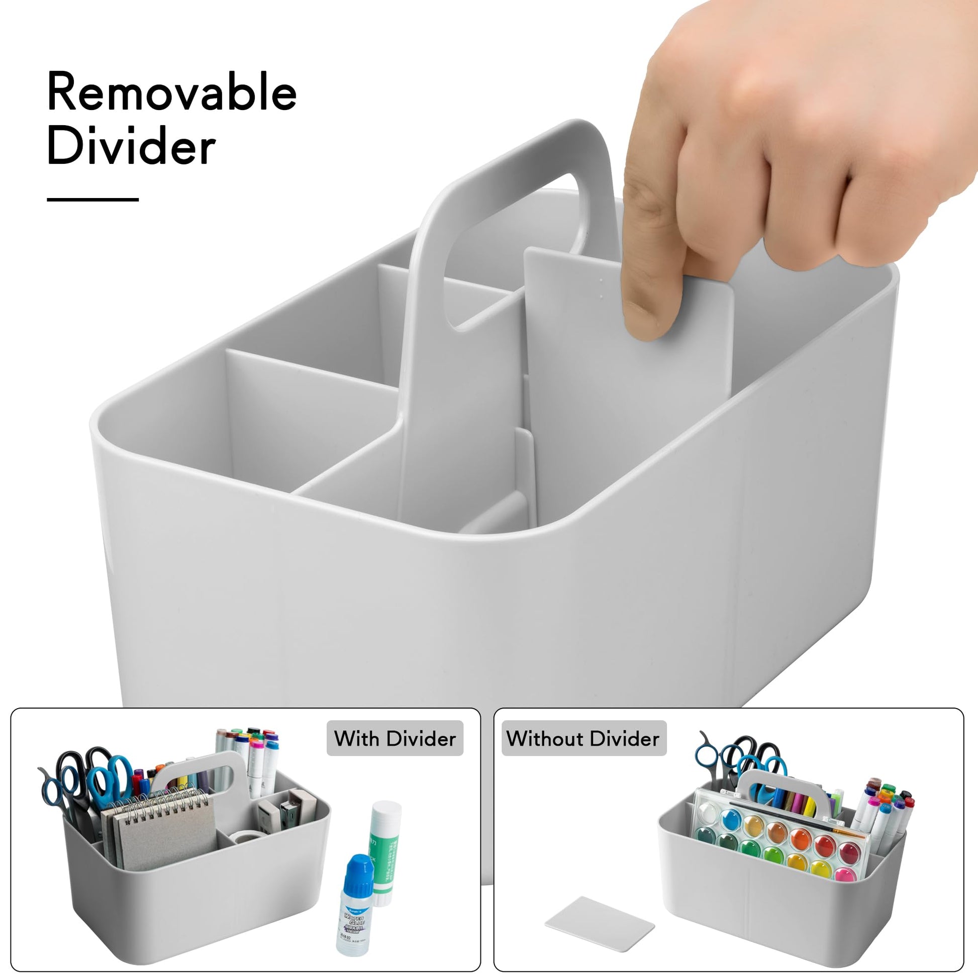Tiawudi Multipurpose Caddy Organizer, Plastic Caddy with Handle, Stackable Desk Organizer for