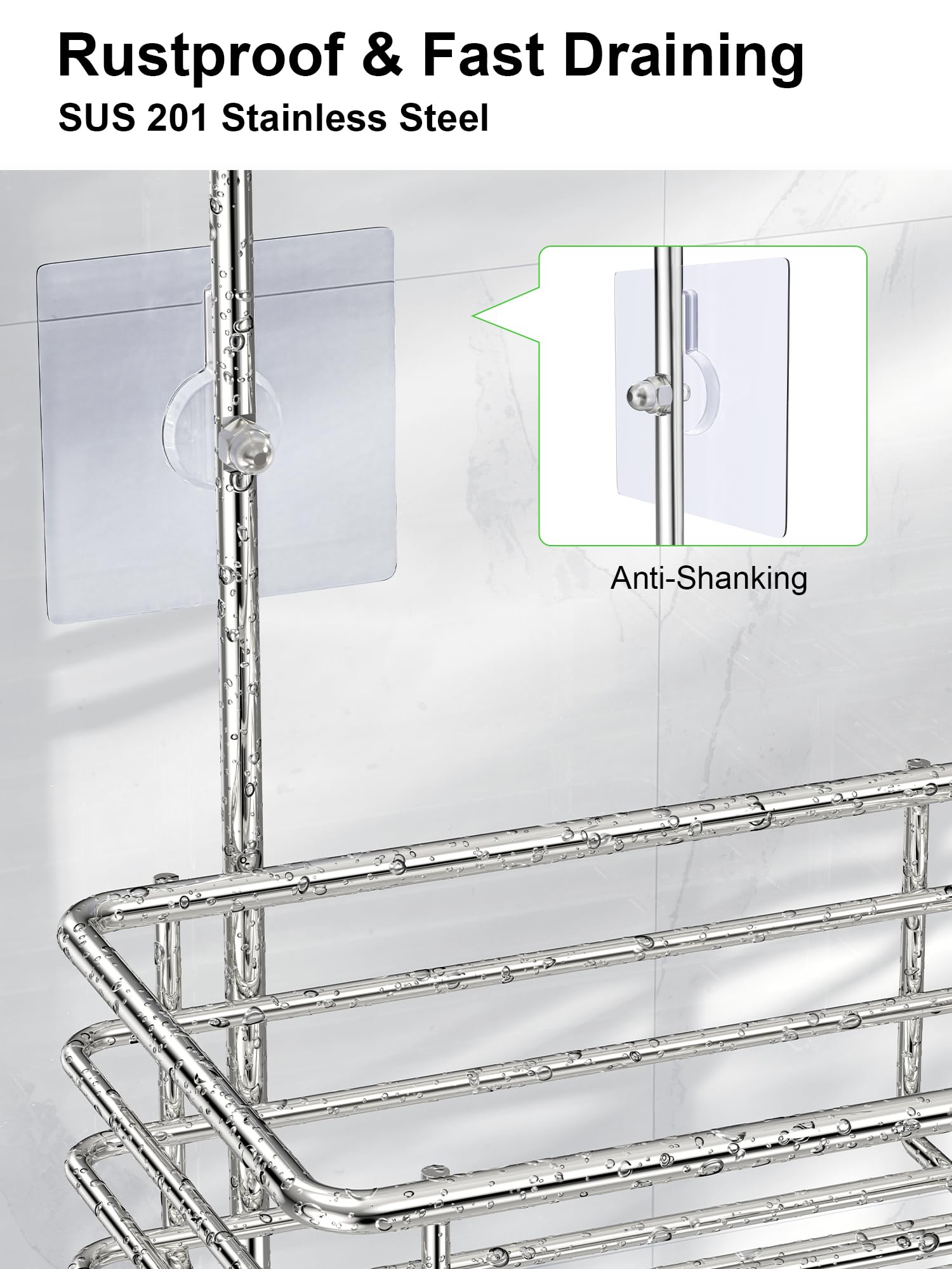 SMARTAKE Hanging Shower Head Caddy, Shower Shelf Organizer, Silver