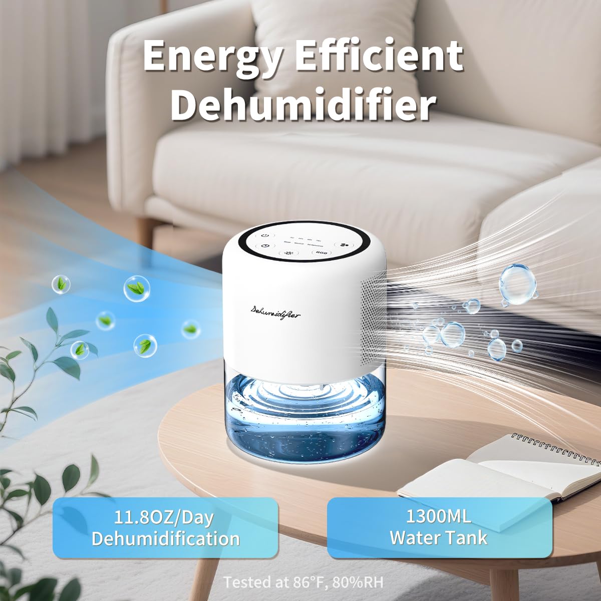 Windangel 44oz(1.3L) Small Dehumidifier for Home Auto-Off Quiet Portable Dehumidifier with 3 Modes