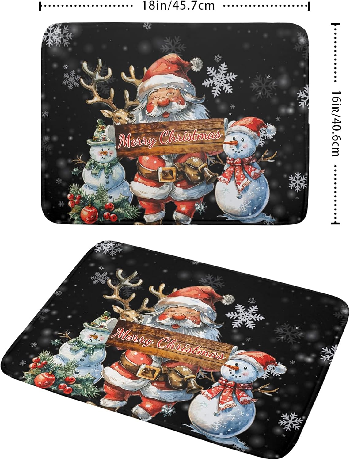Christmas Santa Snowman Dish Drying Mats for Kitchen Counter 16"x18" Merry Christmas Santa Claus Dish Drying Mats Absorbent Microfiber Reversible Dishes Pad Dish Drainer Mat for Kitchen Accessories