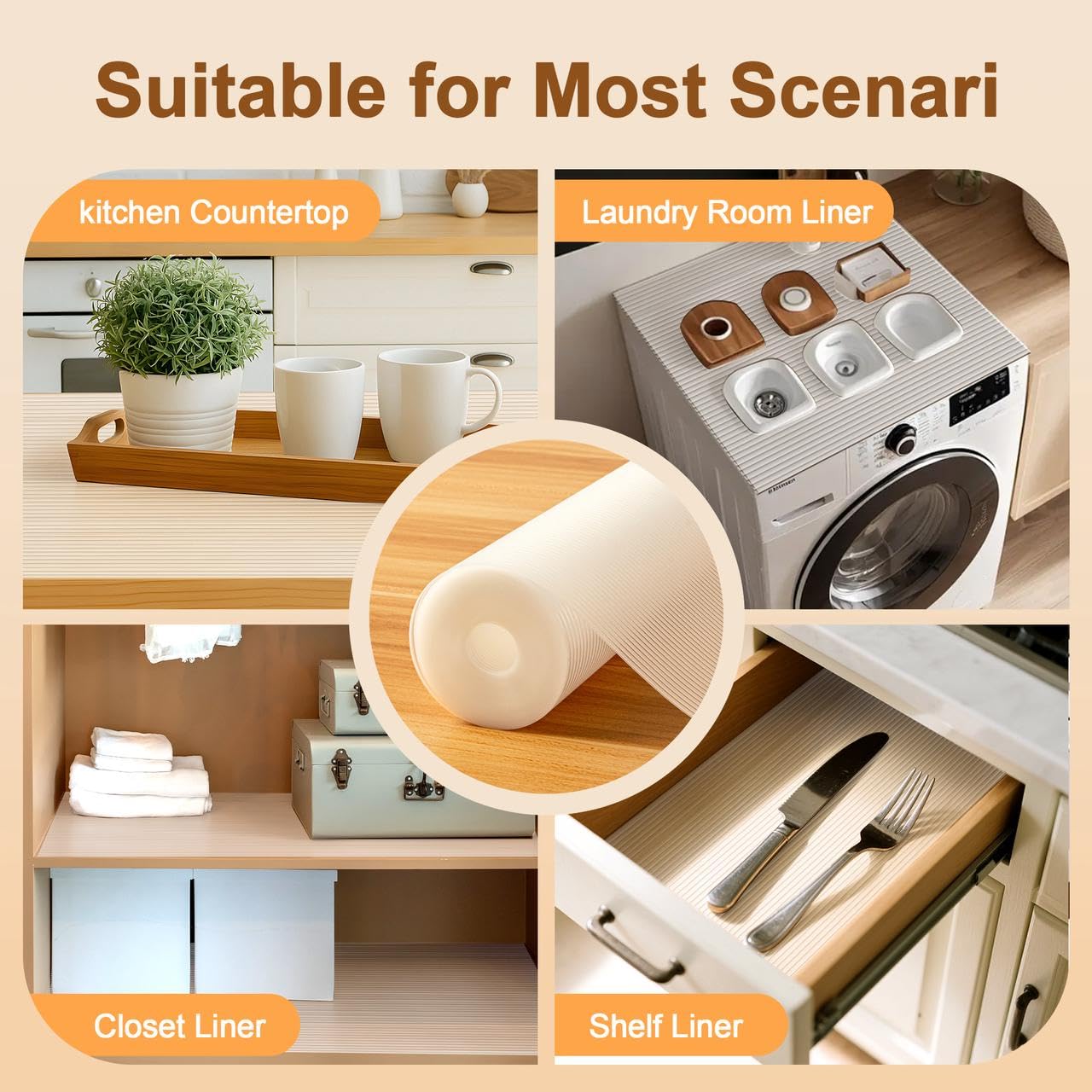 FEXIA Shelf Liner for Kitchen 12IN x 20FT Cabinet Drawer, Fridge Liner