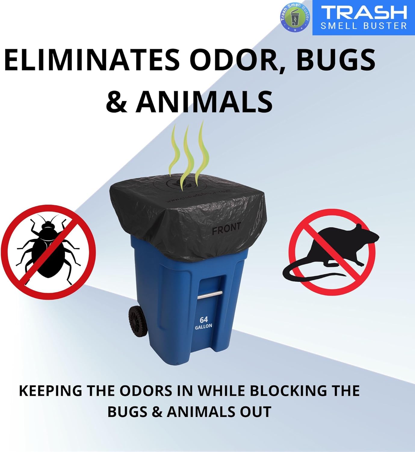 Outdoor Trash Can Cover Odor Eliminating Bag with Elastic Band Lemon Scented Durable 64 Gallon 3 Pack