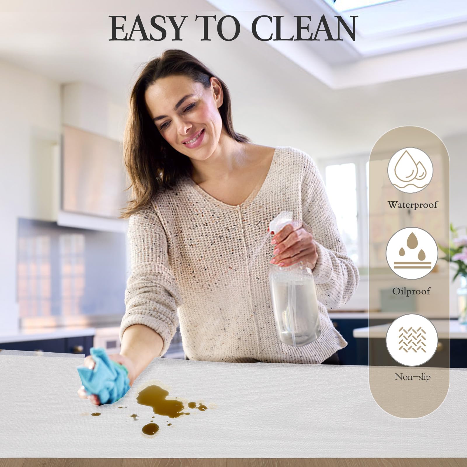 Beautysaid Shelf and Drawer Liner for Kitchen Cabinet Non Adhesive Non Slip