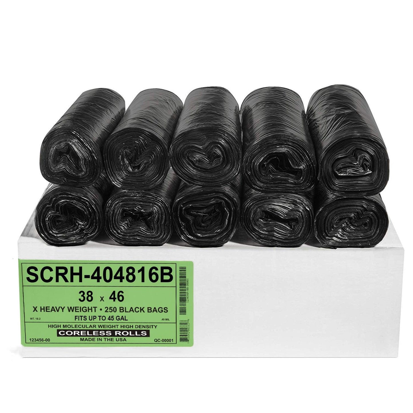 Aluf Plastics 40-45 Gallon Trash Bags Source Reduction Series Value High Density 16 Micron (equiv) 40" x 48" - Intended for Home, Office, Bathroom, Paper, Styrofoam (Pack of 250)