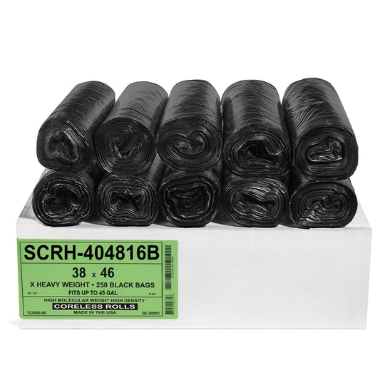 Aluf Plastics 40-45 Gallon Trash Bags Source Reduction Series Value High Density 16 Micron (equiv) 40" x 48" - Intended for Home, Office, Bathroom, Paper, Styrofoam (Pack of 250)