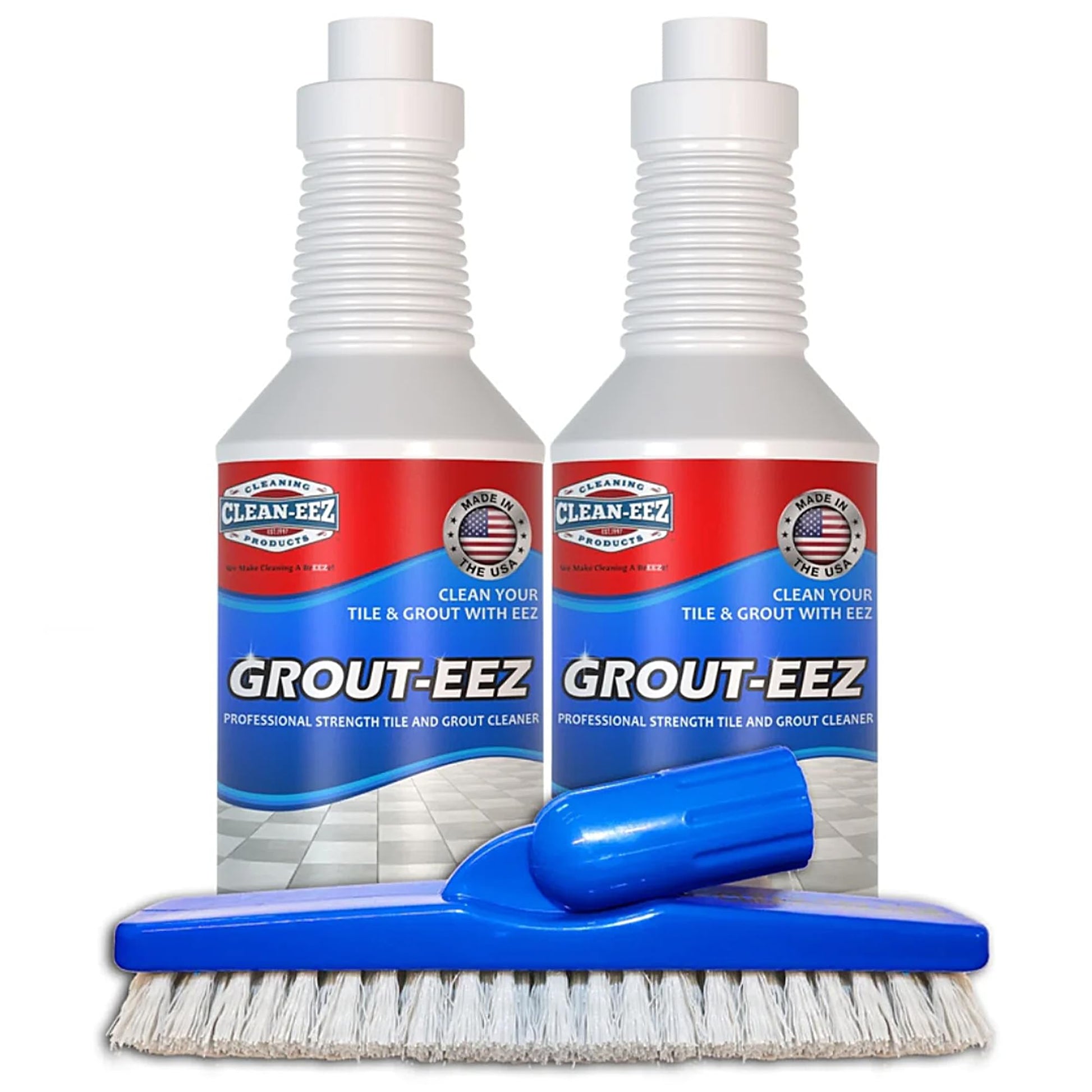 Clean-eez Grout Cleaner 2 Pack with Stand-Up Brush Attachment - Stain Remover Heavy-Duty Scrubber