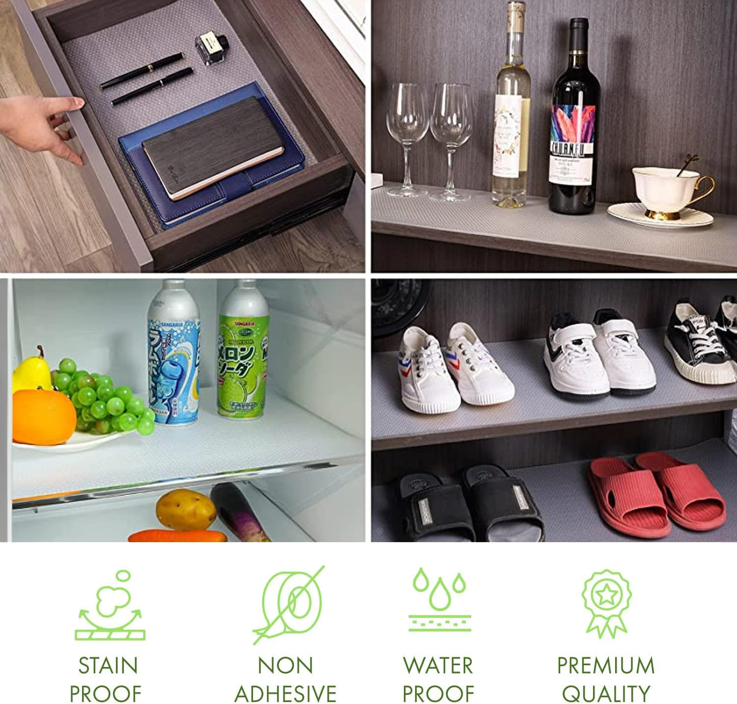 EVALAND 21.6" x 20 FT Non-Slip Shelf Liner, Non-Adhesive, BPA-Free, Waterproof Pantry Liner for Shelves, Easy to Cut, Oil-Proof Shelf Liners for Kitchen, Cabinets, Drawers, Refrigerator, Clear