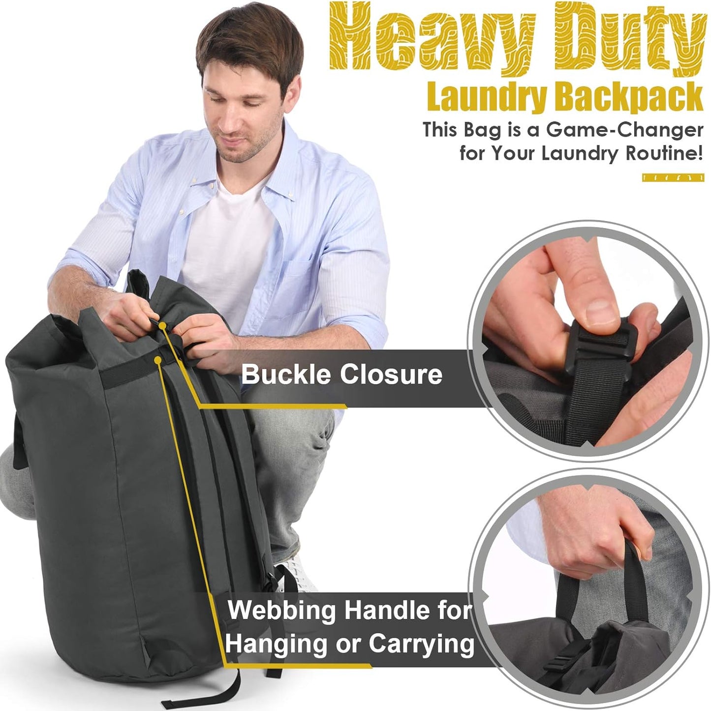 Laundry Backpack Bag, 115L Extra Large Laundry Bags with straps, Heavy Duty Laundry Bag Backpack, Portable Dirty Clothes Bag for College Dorm, Apartment, Laundromat, College Laundry Bag