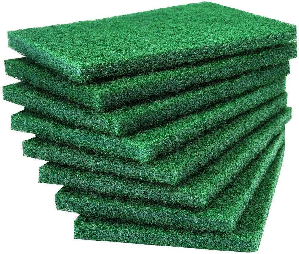 8PCS Scouring Pad - Premium Heavy Duty Scrub Pads, Reusable Household Green Dish Scrubber, Multipurpose Scour pad - for Kitchen Scrubber & Metal Grills, 3.9 x 5.9 x 0.36IN