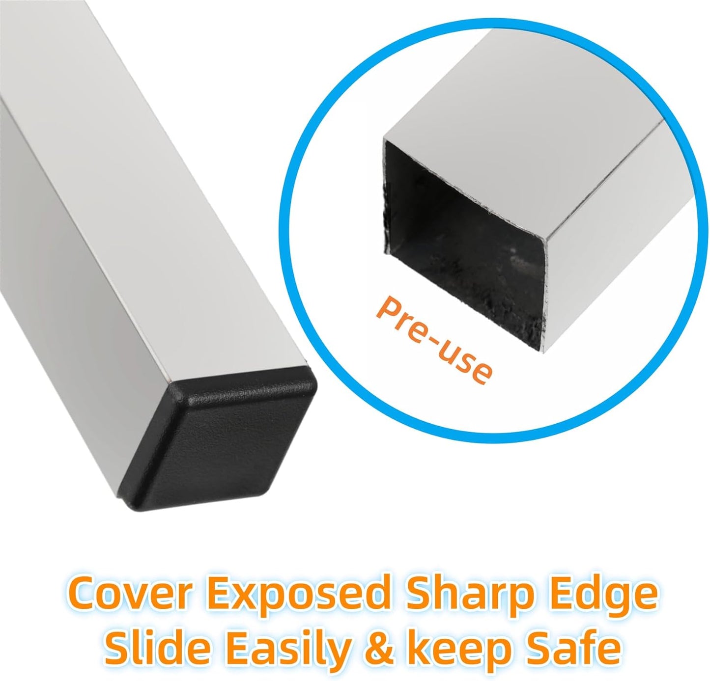 Furnigear Plastic Plugs Tubing End Cap Chair End Caps Outside Bottom Tubing Caps Square Furniture Sliders Glides Black (40, Fit 0.85-0.94" Square Tube Inner Size)