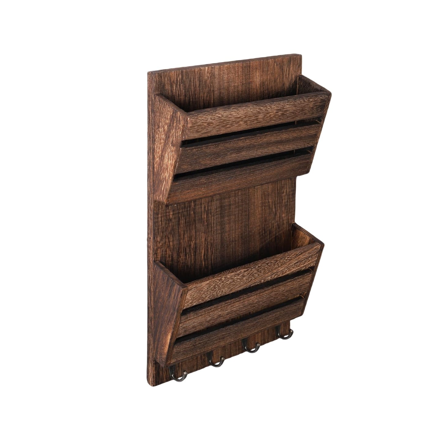 MOOACE Mail Organizer Wall Mount, Wood Mail and Key Holder with Hooks