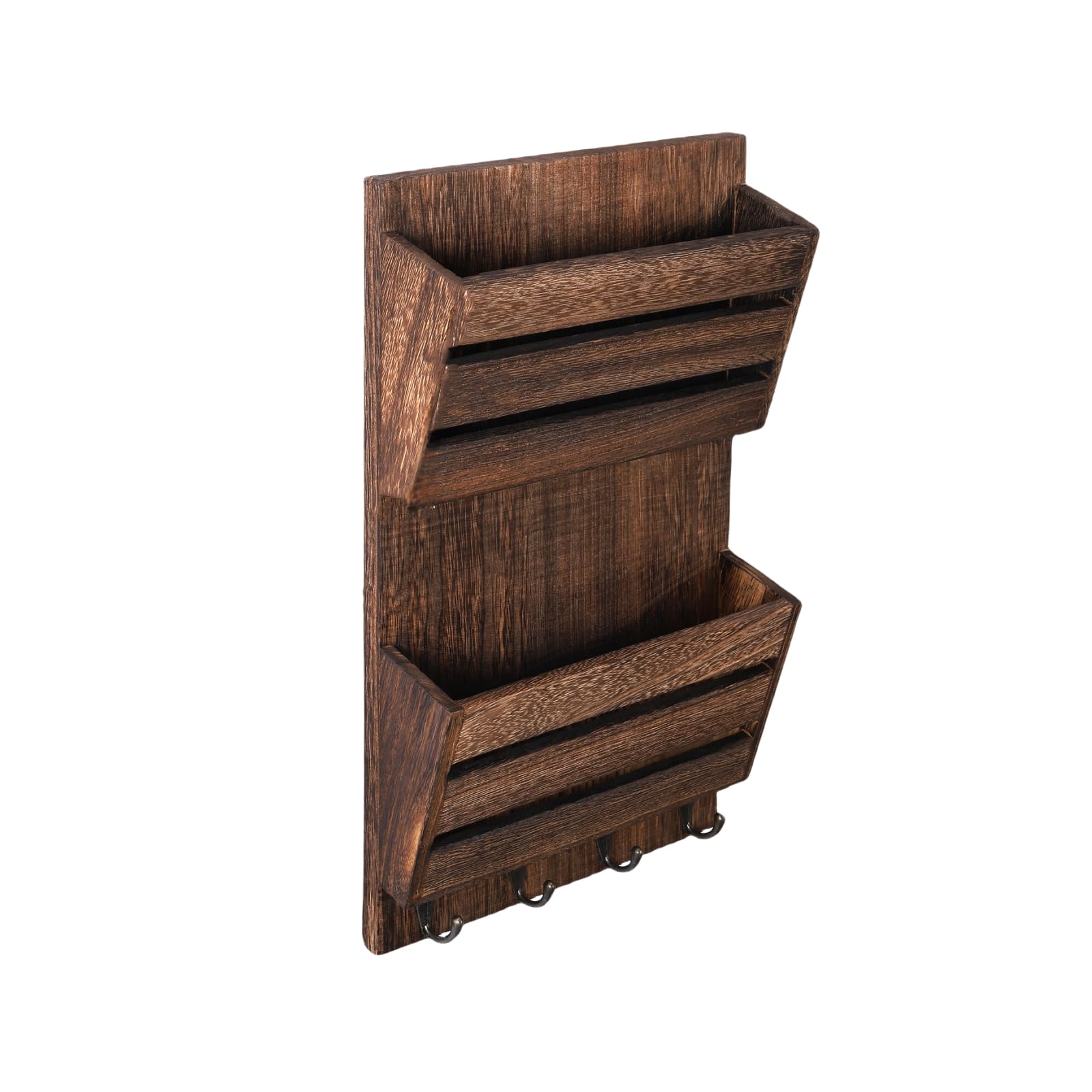 MOOACE Mail Organizer Wall Mount, Wood Mail and Key Holder with Hooks