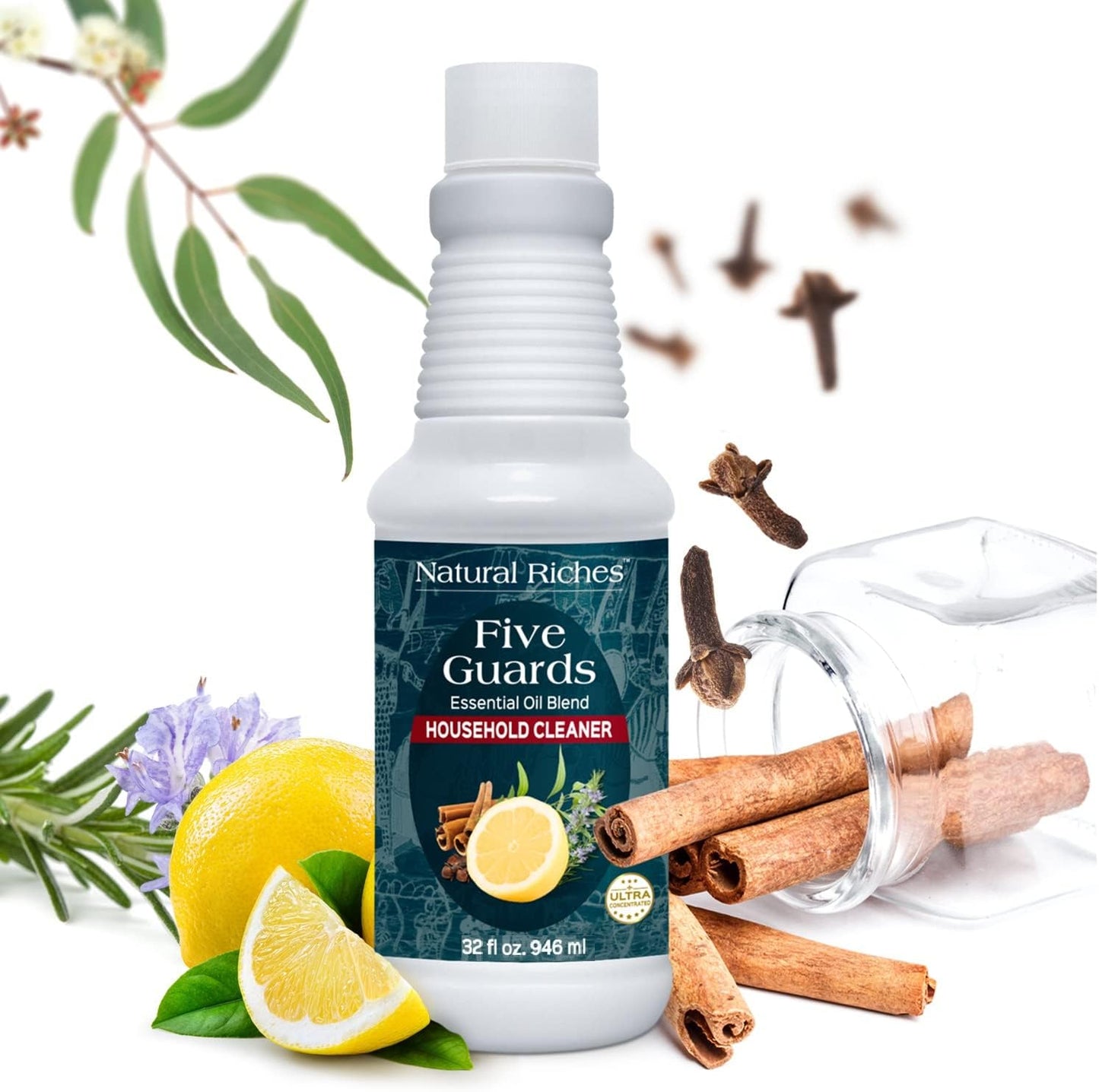 Natural Riches Household Cleaner Concentrate Five Guards from The Tales of French stories of Thieves Essential Oil Blend Household Cleaner - 32 fl oz