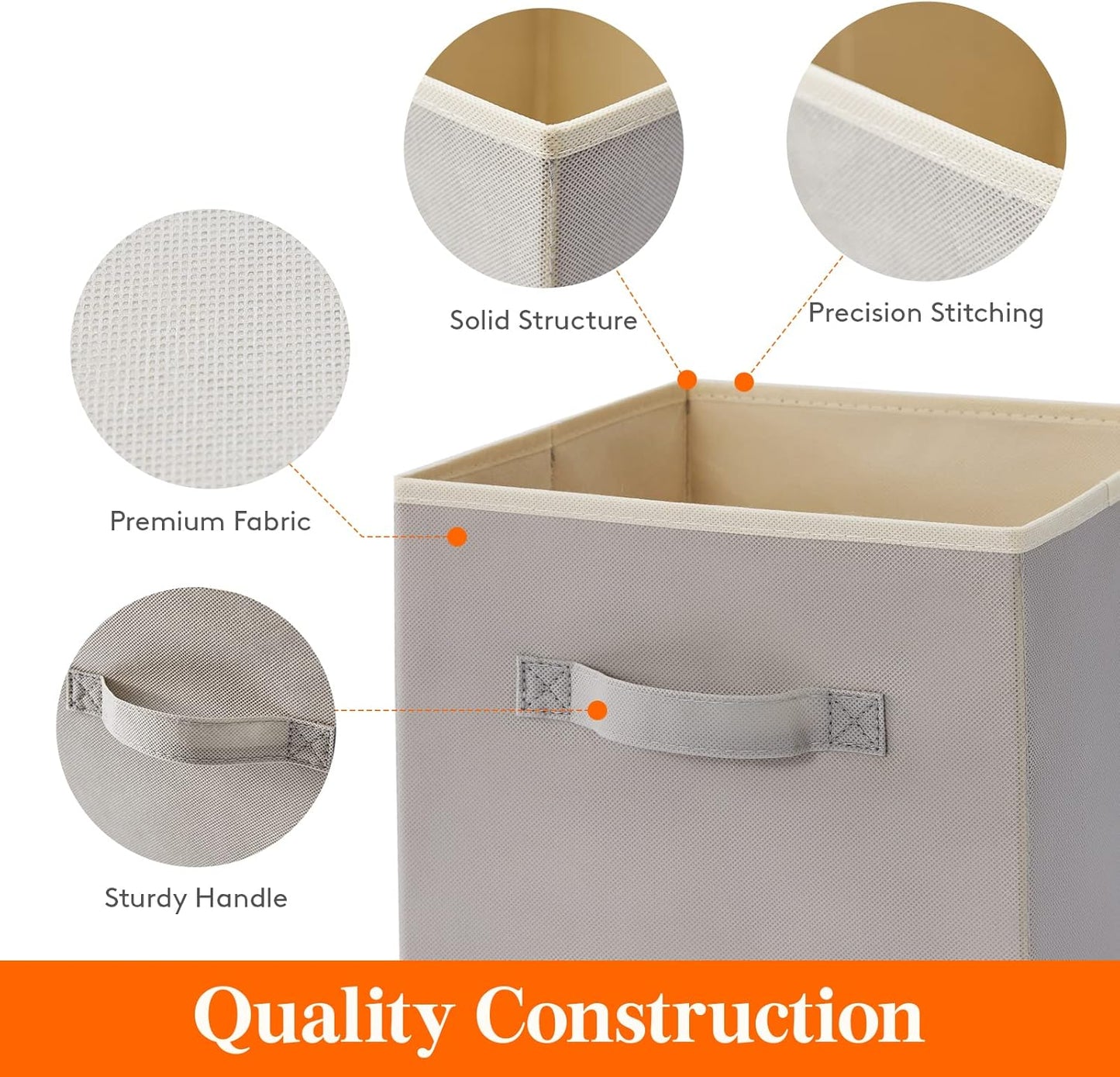 Lifewit Collapsible Fabric Storage Cubes Bins Set 11 Inch, Foldable Cubby Organizers Boxes, 6 Pack Organizing Baskets for Shelf, Closet, Utility Room, Storage Room, 18L Light Gray