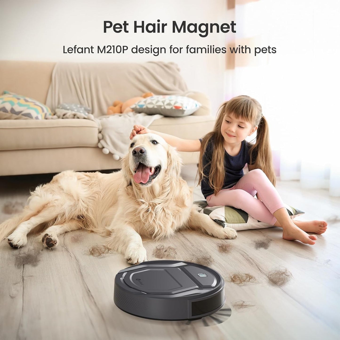 Lefant Robot Vacuum Cleaner M210 Pro,Slim,Quiet,2200Pa Suction,120 Min Self-Charging Robotic Vacuums, Freemove 3.0,WiFi/APP/Alexa,6 Cleaning Modes Ideal for Hard Floors Pet Hair Low Carpet,Gray