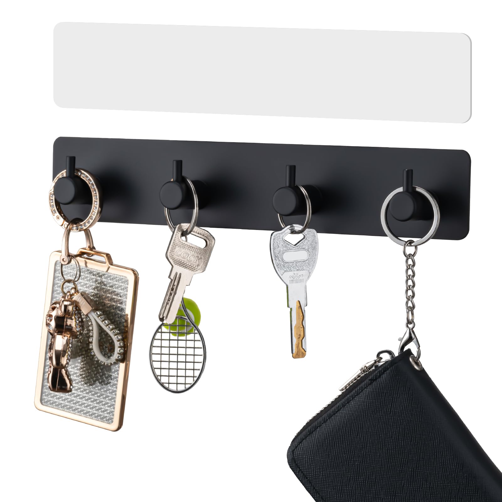 Yunzt Key Holder with 4 Hooks,Adhesive Key Hanger Organizer for Wall Mount