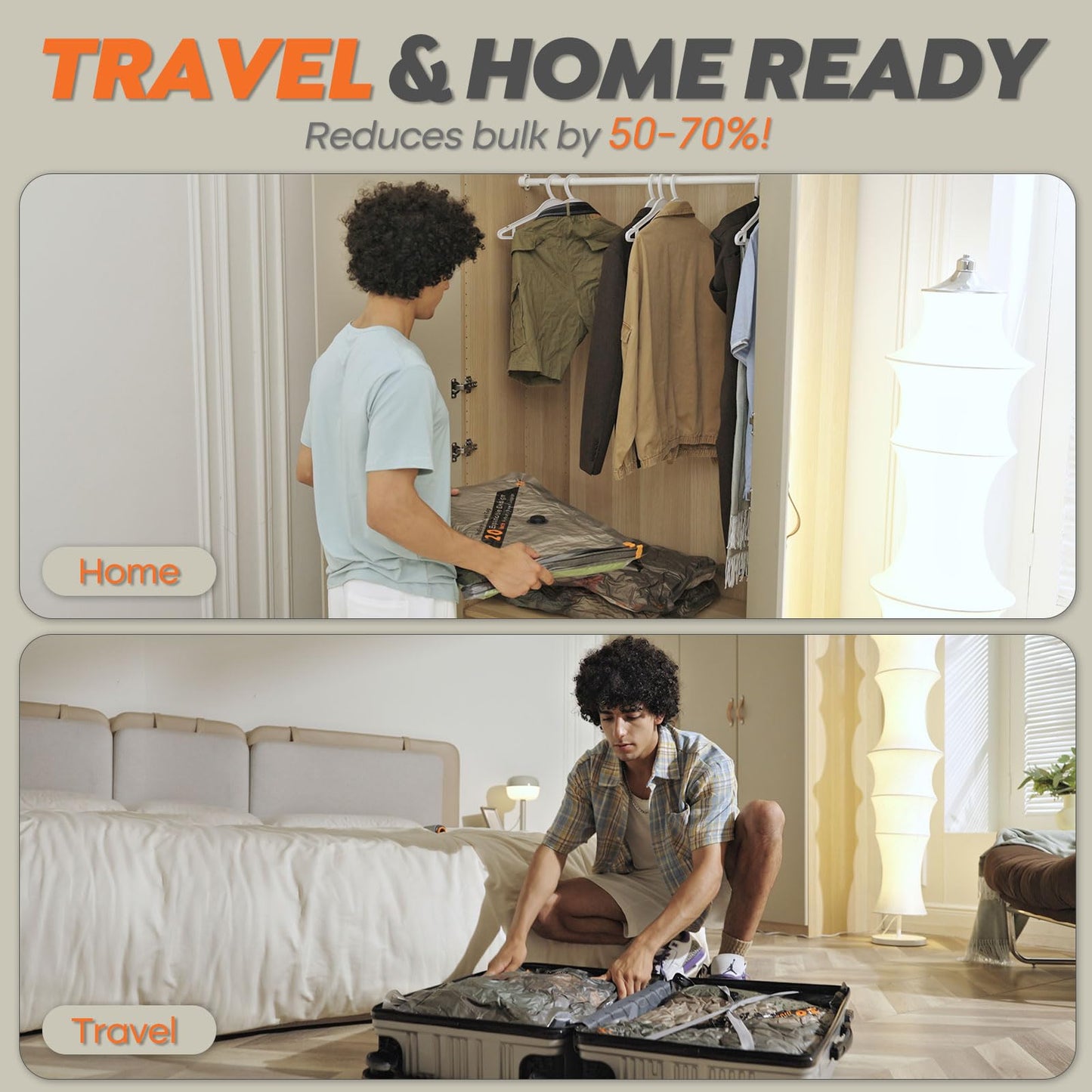 Vacbird Rechargeable Wireless Pump Travel Storage Bags Set - Portable Space Saver Bags for Travel &